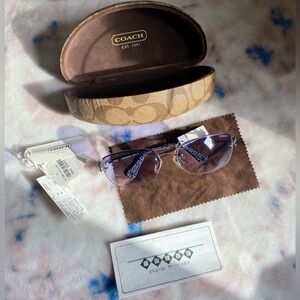 Coach Evonne S338A Gunmetal Sunglasses w/ Butterfly Rhinestones & Clamshell New